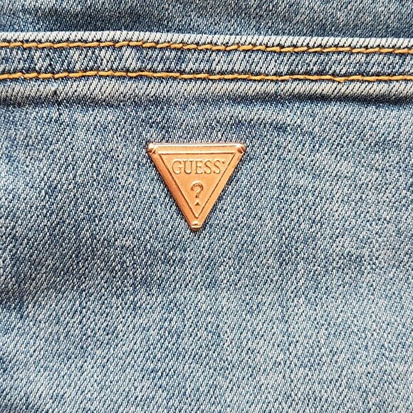 Guess Floral Embroidered Mini Skirt Denim Jean Girly Cute Pink Roses Boho M - Picture 6 of 15